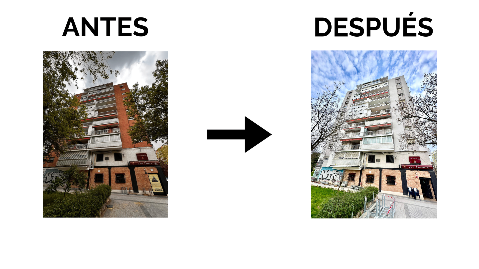 Rehabilitación de fachada en edificio residencial en Madrid