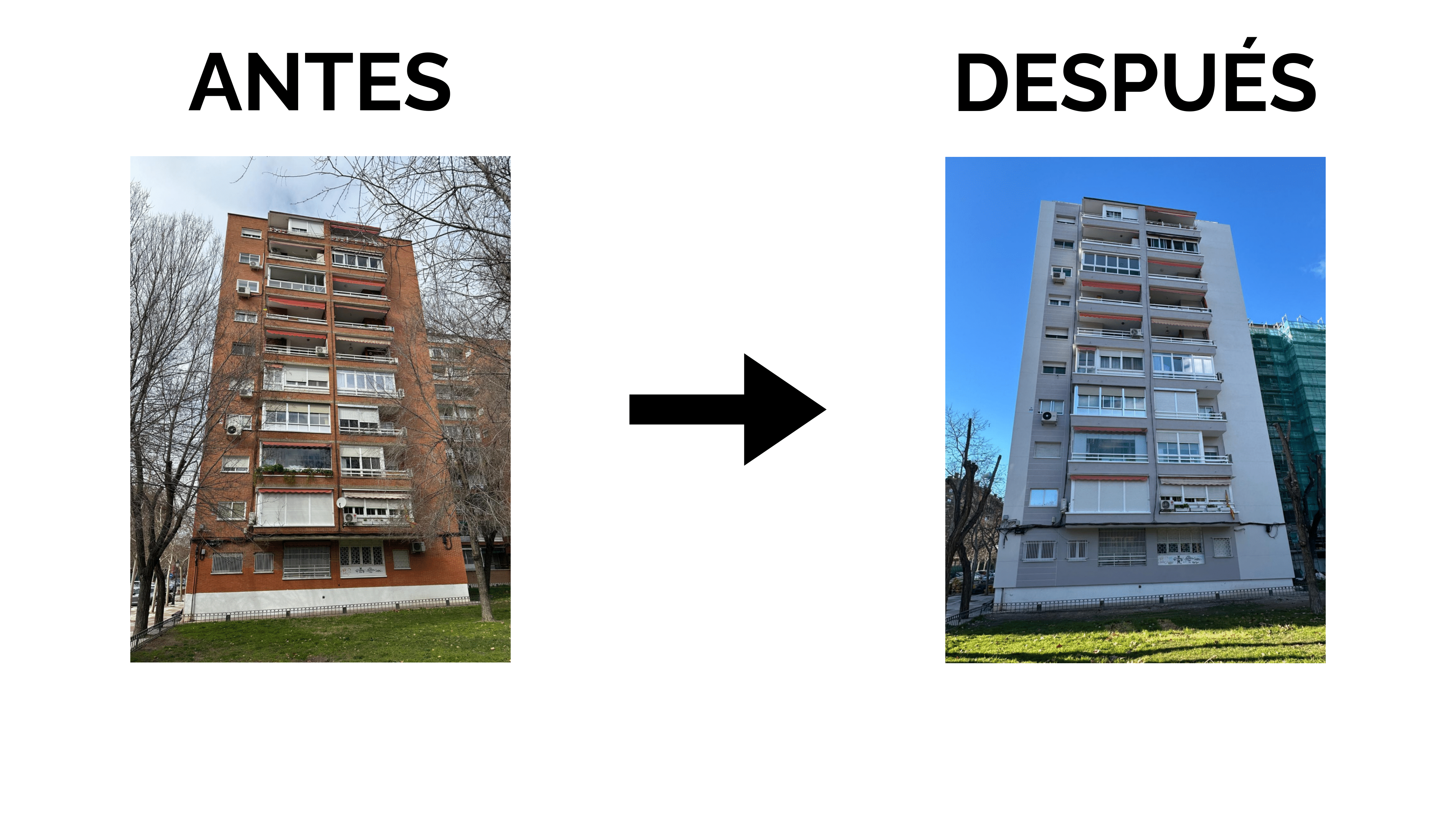 Rehabilitación de fachada en edificio residencial en Madrid