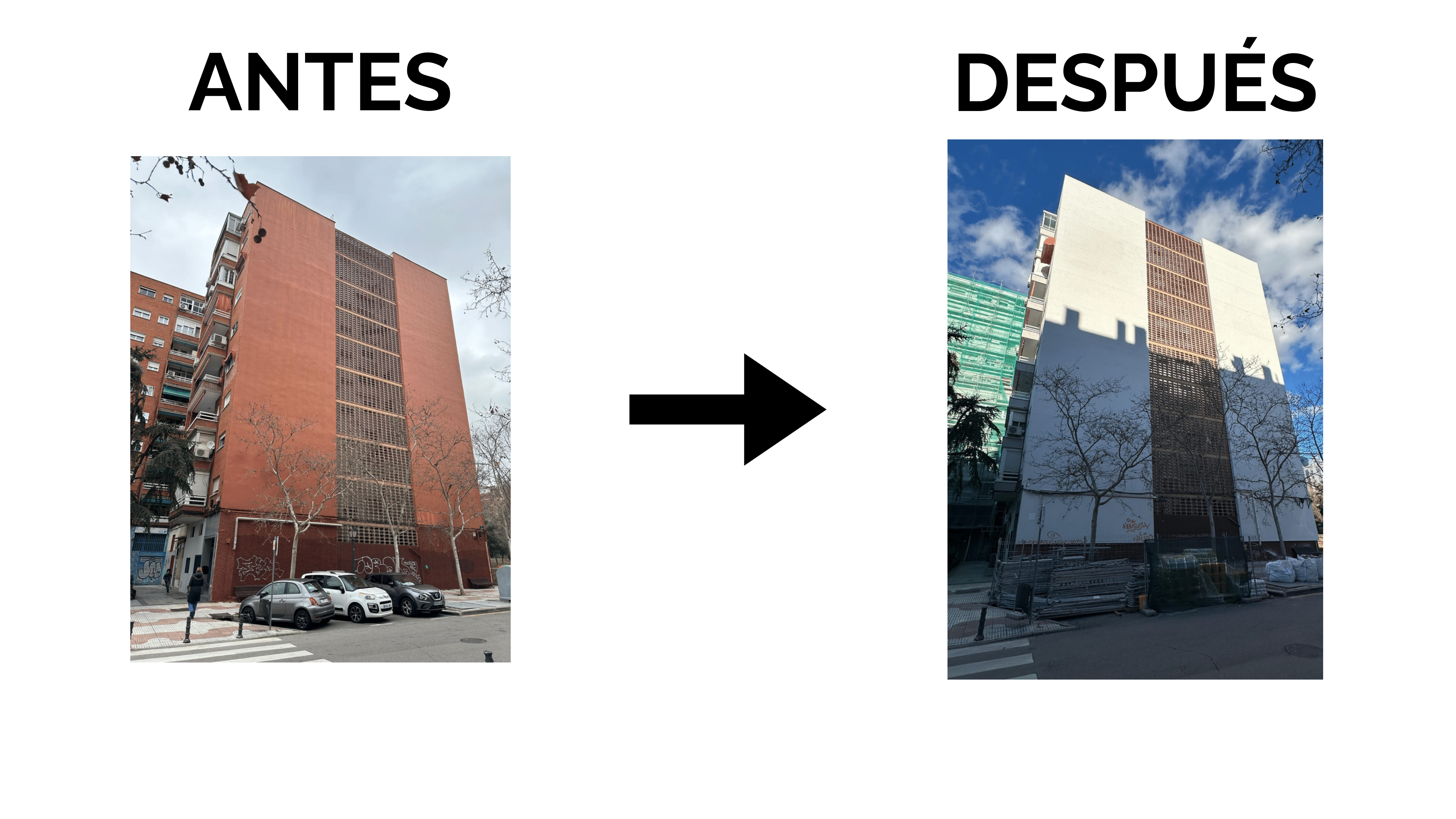Rehabilitación de fachada en edificio residencial en Madrid