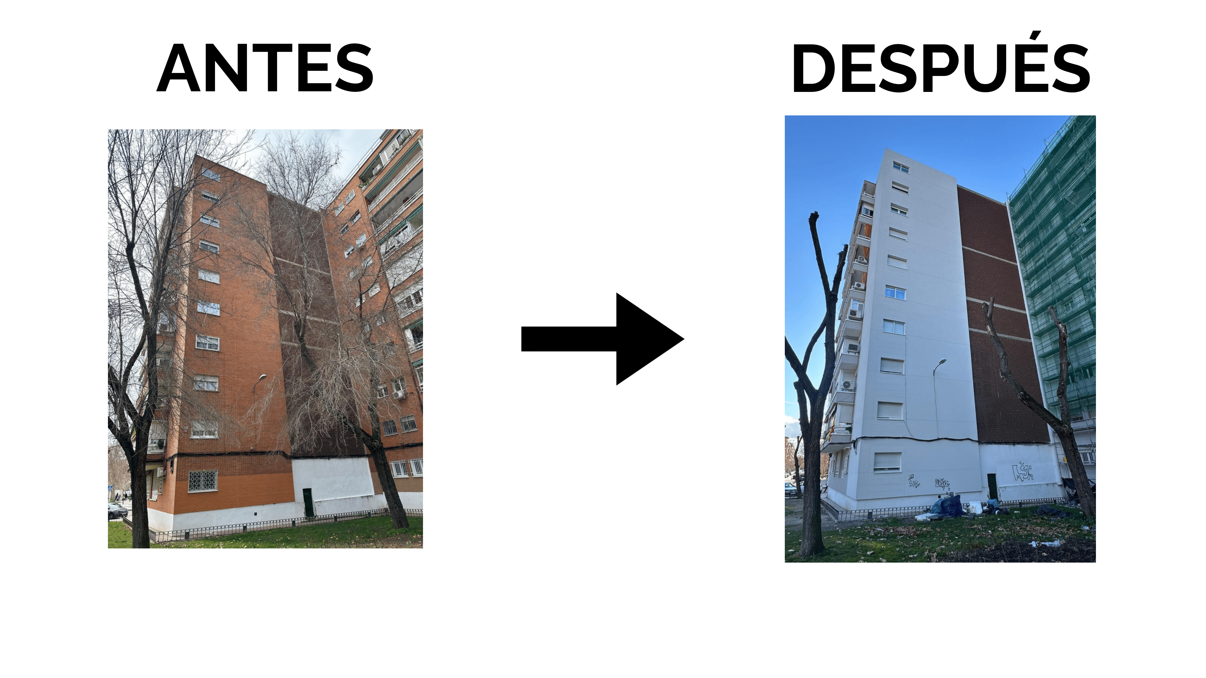 Rehabilitación de fachada en edificio residencial en Madrid